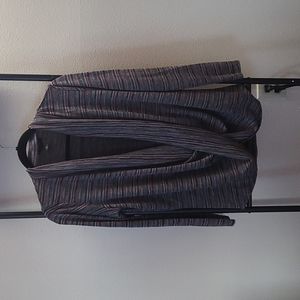 AB Studio striped multicolor plunge neck sweater